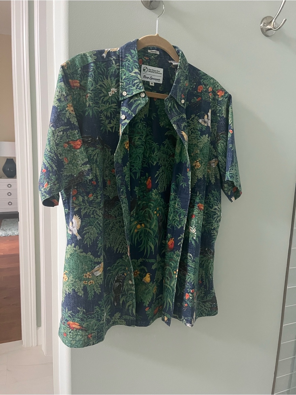 Reyn Spooner Navy & Green Tropical Bird Print Short-Sleeve Shirt